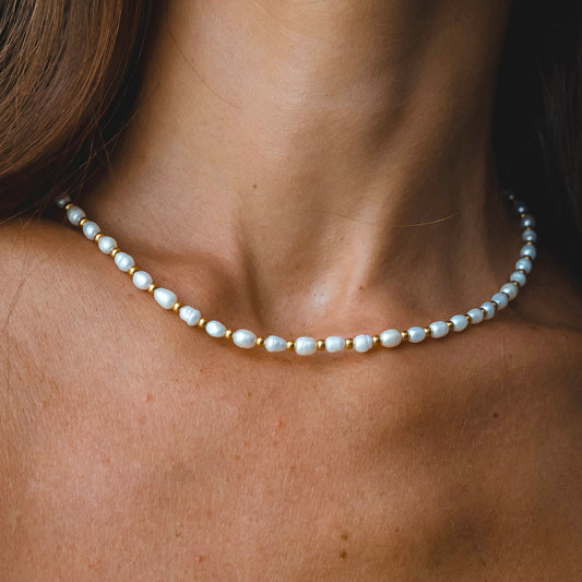 Gold Freshwater Pearl choker